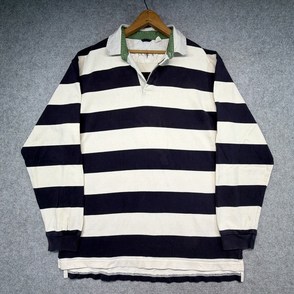 Vintage J Crew Rugby Shirt Mens XL Striped Heavy Cotton Polo Oarsman 90s